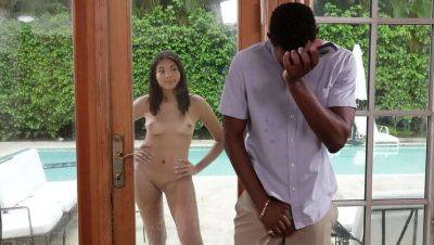 Stepdad Spies on Hot Black Teen Masturbating Poolside - porntry.com