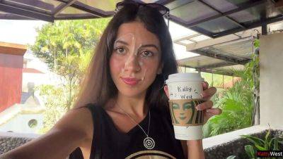 Katty West - Hot Brunette Katty West Gives Public Blowjob in Starbucks Toilet - Crazy Cumwalk & Swallows Load - veryfreeporn.com