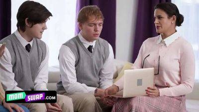 Penny Barber - Joshua Lewis - Strict Religious Stepmoms Swap Teens - Penny Barber & Ashley Wolf Teach Naughty Boys A Lesson - porntry.com
