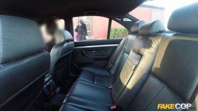 Cop fucks black in her black bum and then finishes off on her pretty black face - faux cop - sexu.com