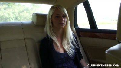 Hot blonde teen gives BJ for a ride home - sexu.com