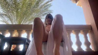 Hairy MILF Mary Di Squirts Hard on Balcony - Extreme Outdoor Masturbation Orgasm - porntry.com