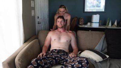 Hot Blonde Sav Moolah Gets Silent Fuck on the Couch - Doggy Style & Cumshot - xxxfiles.com - Usa