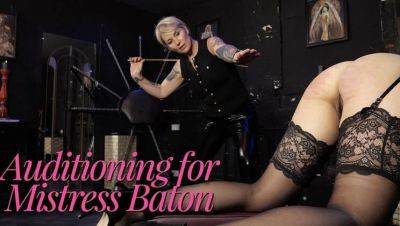 Blonde MILF MistressBaton Spanks & Punishes in Stockings & Boots - veryfreeporn.com