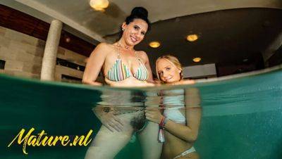 Lucette Nice - Blonde Teen Nina Heels Licks Hairy Mature Pussy in Pool - Lesbian Sex with Sofia Siena - veryfreeporn.com