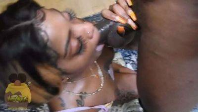 2 Ebony Amateurs Slobbering on BBC - Double BJ & Sloppy Deepthroat - porntry.com