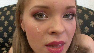 Barely Legal Blonde Teen 18 Gets Facial on Couch After Hardcore Fuck - porntry.com