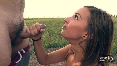 Red Lips - Sweet Bunny Gets Rough Face Fuck & Sloppy Deepthroat Outdoor - Big Cock Throat Pound - porntry.com