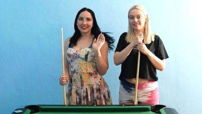 Bella Angel - Bella Angel & Sandra Sweet Strip Billiards - Big Tits Lesbian Game Bet - veryfreeporn.com