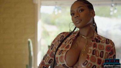 Busty Ebony MILF Nyla Flaunts Her Huge Natural Tits - Playboy Striptease - veryfreeporn.com