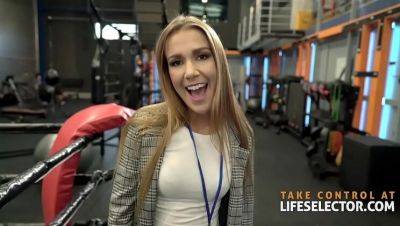 Alexis Crystal - Cherry Kiss - Hot Blonde Reporter Alexis Gets Fucked Hard By Stud Trainer While Trainee Cherry Watches - veryfreeporn.com