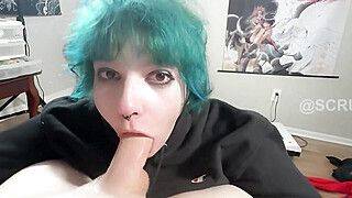 Emo Girl Uses Throat and Huge Tits to Milk Big Dick and Gets Facial - ah-me.com