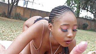 Steven Hard - Pretty Black Babe Gets Railed Doggystyle Outdoors By White Boyfriend! - ah-me.com