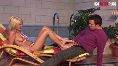 Jasmine Rouge - Titus Steel - Titus Steel, Petite Blonde And Jasmine Rouge - Teen 18+ Rough Sex And Feet Love By The Pool - upornia.com