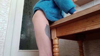 Skinny brunette Stepan masturbates on kitchen table until orgasm - xxxfiles.com