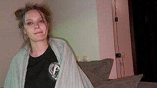 Hot Sexy - Stepsis gave a deep throat and got cum on her face. Lost bet, now she's a XXX! - ah-me.com