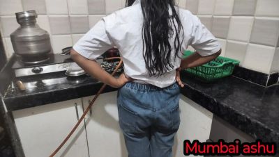 Desi college girl fucks boyfriend in kitchen with blowjob and creampie - Mumbai Ashu homemade sex - xxxfiles.com - India