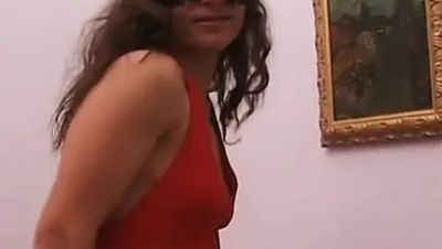 Masked Brunette MILF in Stockings Fingering Her Wet Pussy Solo - porntry.com - Italy