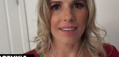 Straight Beautiful Blonde Cougar Gives Stepson To Feel Her Big Boobs And Titty Fuck Her With His Massive Cock - theyarehuge.com