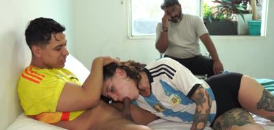 Friend sleeps with his friend's wife after losing a bet - Angel Cruz and Blaze Rager - inxxx.com