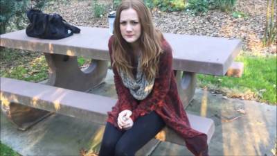 GingerSpyce masturbating and squirting outdoors in the woods - amateur pale redhead fingering solo mastrubation toys dil - hclips.com