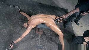 Restrained ebony sub drools during punishment - hdzog.com