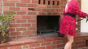 Stepmom stuck in the fireplace offers sex to her stepson to get free - hdzog.com