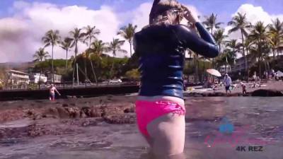 Cute blonde chick is having a blast in Hawaii, especially while having sex with handsome locals - hotmovs.com