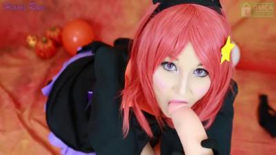 Hidori Maki Nishikino is stimulating her pussy in many ways and eagerly sucking her huge dildo - hclips.com