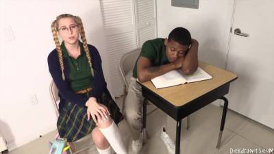 Pigtailed, blonde schoolgirl has hooked up with a black guy, just to have sex with him - upornia.com