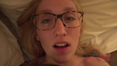 Slim blonde babe with glasses and small tits, Victoria Gracen got fucked hard and creampied - upornia.com
