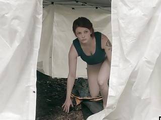 Busty MILF fingering by a hot brunette in the forest - ah-me.com