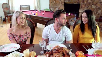 Honey - Small titted, blonde honey is getting banged during a family lunch and eating pussy along the way - hdzog.com
