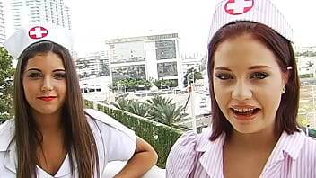 BRANDI BELLE - Cute Teens In Nurse Costumes Sharing One Cock #TBT - xvideos.com
