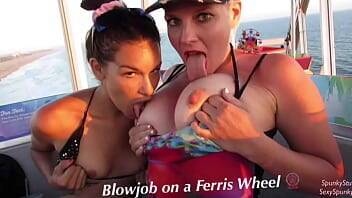 Must See! Risky Public Double Blowjob on a Ferris Wheel with Teen & MILF - xvideos.com