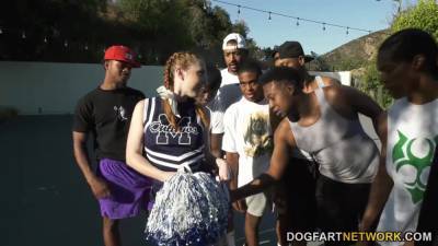 Black basketball team bangs slutty white cheerleader Arietta Adams - anysex.com