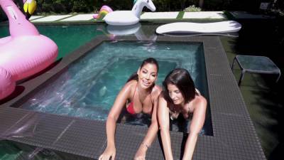 Danny Mountain - Bridgette B - Latina wives share cock by the pool in outstanding XXX scenes - hellporno.com