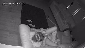 Babysitter Caught Masturbating on Couch with Wife Vibrator Hidden Cam - xvideos.com
