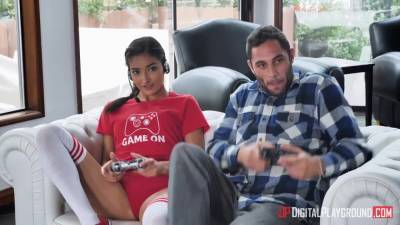Stepsister and stepbrother are fucking accidentally while playing video games - anysex.com