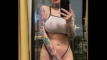 bald slut squirting orgasm on the mirror, with tattoos and glasses - xvideos.com