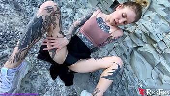 Tattooed Girl Fingering Pussy by the Sea - Outdoor - xvideos.com