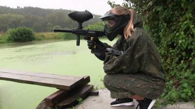Airsoft game turns into a softcore for two broads - hellporno.com