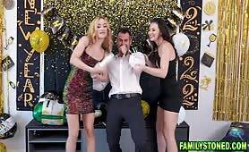 Stepdaughters having a hot New Years Eve with their stepdad - al4a.com