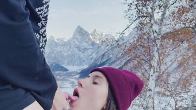 Winter - Beautiful shawty gives astonishing blowjob on the picturesque background - anysex.com
