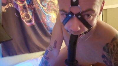 Horny tattooed man loves BDSM and playing with adult toys - bdsm.one
