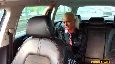 Slutty Pigtailed Blonde Explores Cabbie's Cock And Balls - oral sex - xhand.com