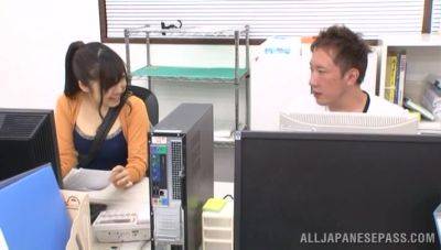 Japanese office babe gets intimate with one of the co-workers - xbabe.com - Japan
