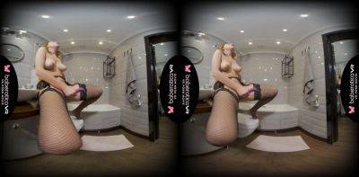 Candy Red bathroom - solo masturbation in POV VR with toy - xhand.com