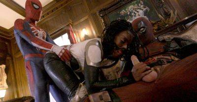 Insolent ebony fucked by two Spider men in loud MMF rounds - alphaporno.com