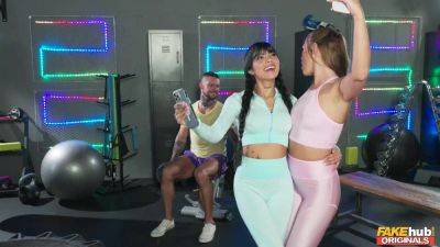 Alexis Crystal - Sporty broads share cock in insane threesome at the gym - xbabe.com